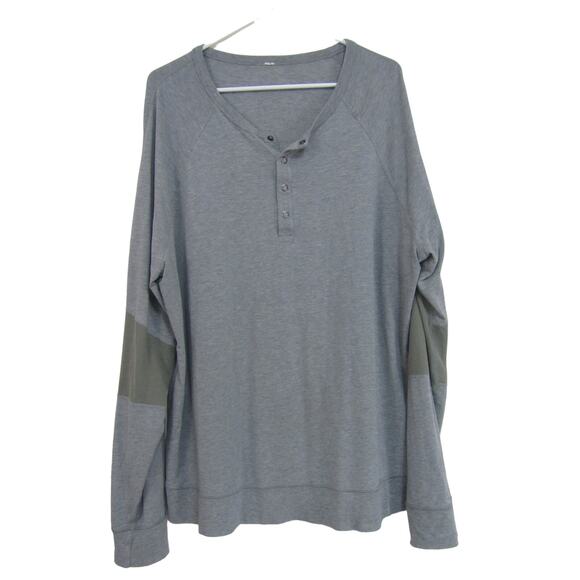Lululemon Gray Knit Henley Top Mens sz XL Minimalist Neutral Athletic - Picture 1 of 6